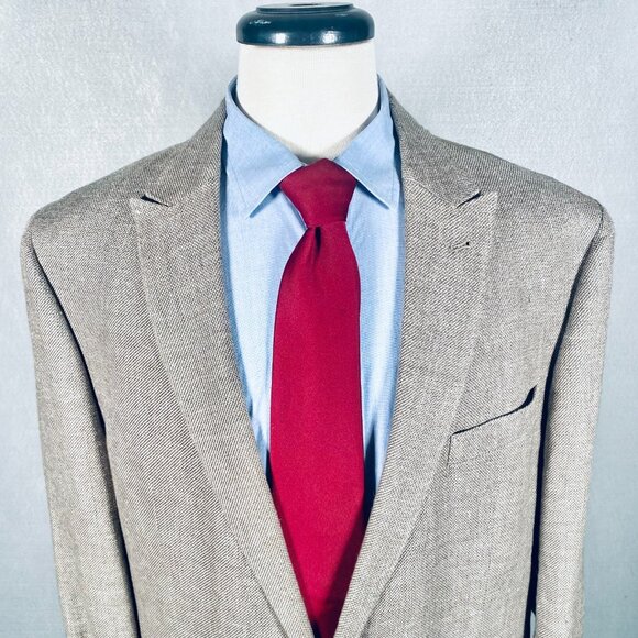 Joseph Abboud Blazer Mens 46 XL Beige Linen Wool Slim Fit Sport Coat Jacket - Picture 1 of 15